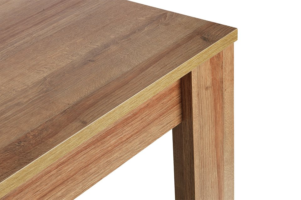 Wood effect dining table material.